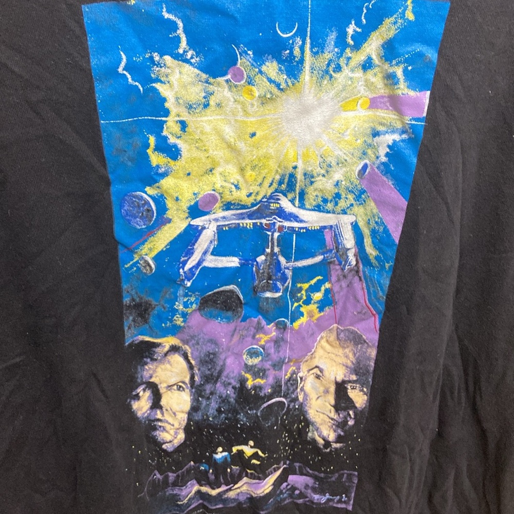 Vintage 1993 Star Trek Generations Black Graphic T-Shirt